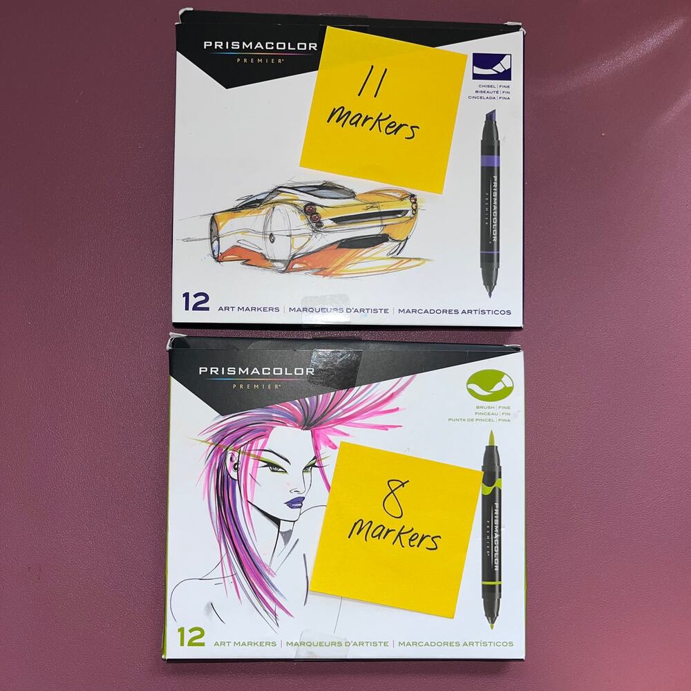 Lot of 19 Prismacolor Premier Art Markers Brush/Fine & Chisel/Fine